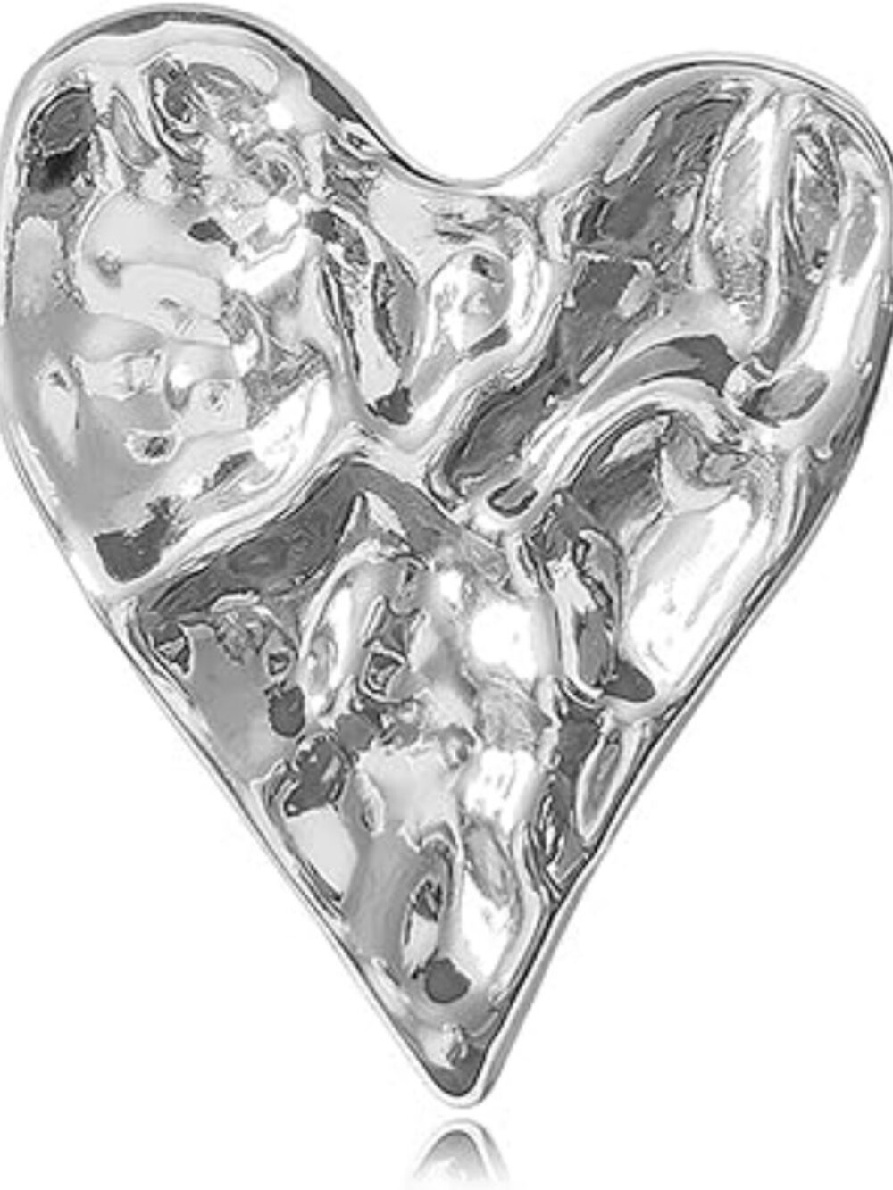 NEW Heart Brooch Unique Irregular Hammered Chunky Large Heart Brooch Dainty